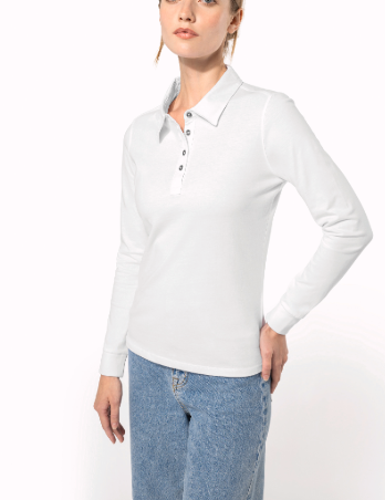 Polo femme manches longues jersey 180 g/m²