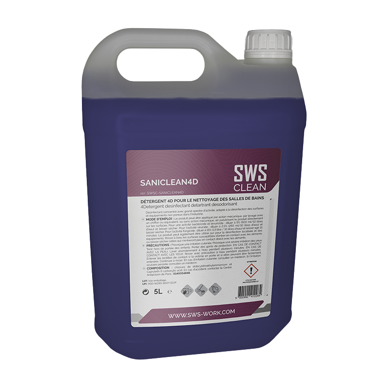 SANICLEAN4D 5 L – Nettoyant salle de bains alcalin