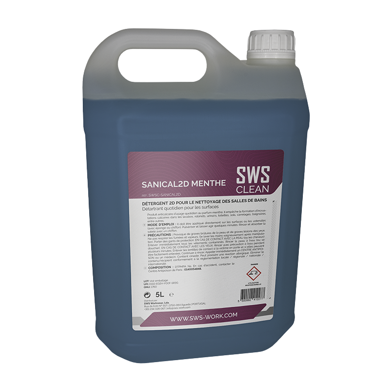 SANICAL2D Menthe 5 L - Détergent acide salle de bain