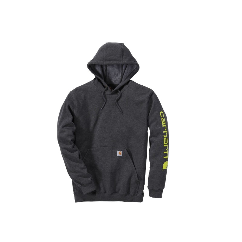 Sweat à capuche Carhartt logo manche - Carbon Heather
