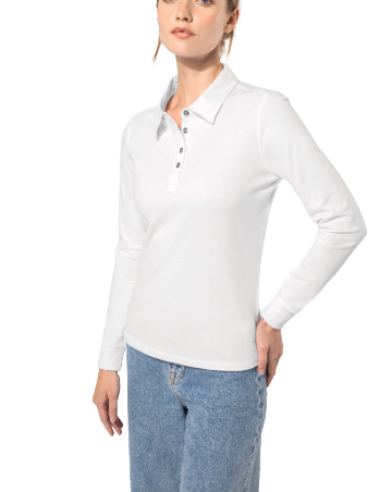Polo femme manches longues jersey 180 g/m²